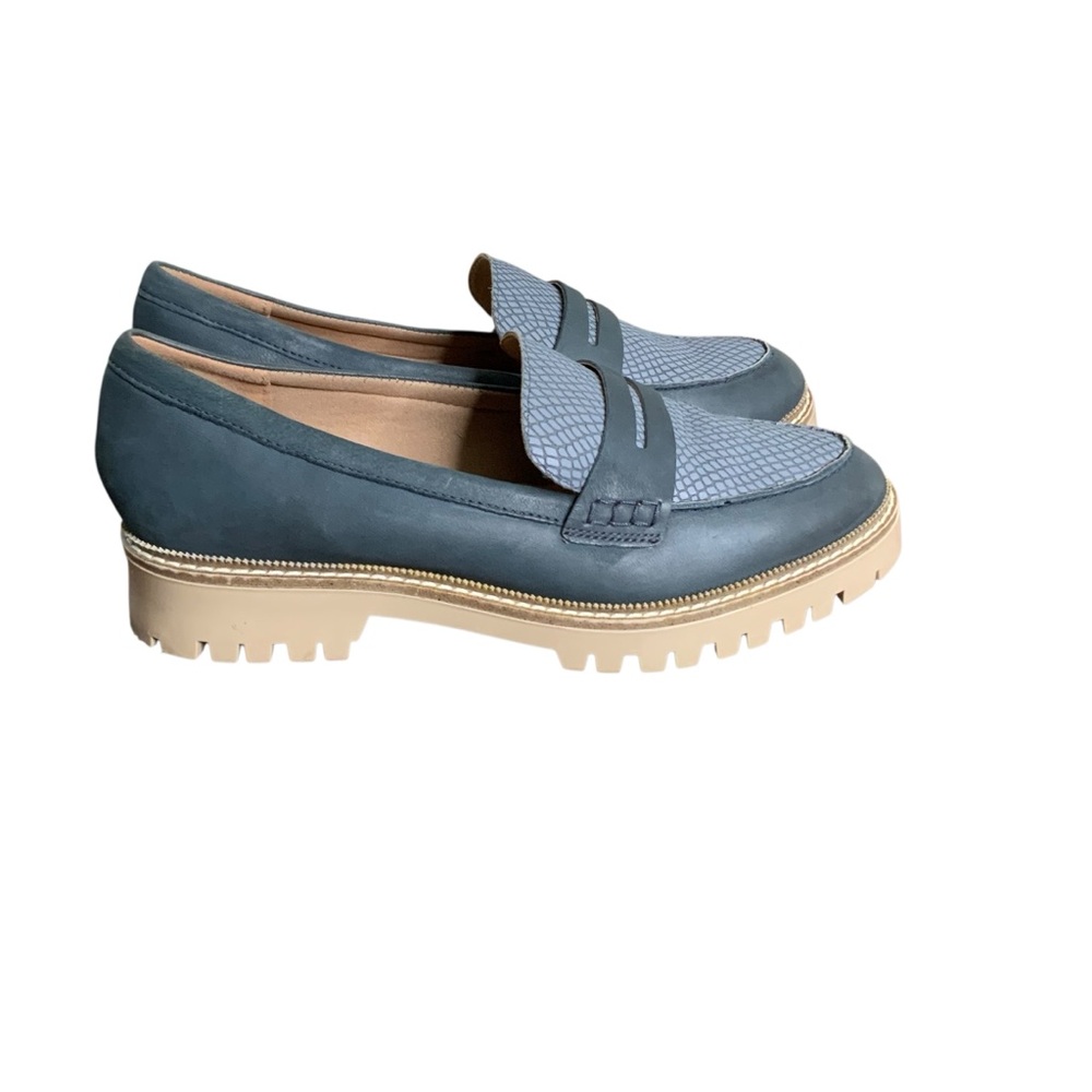 Crevo Blue and Tan Loafers for Women - Picture 5 of 9